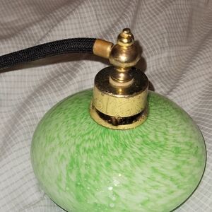 Green and White Murano Glass Perfume Atomizer